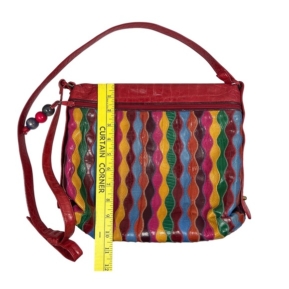 VINTAGE 80's Sharif Rainbow Crossbody Bag - Picture 12 of 13